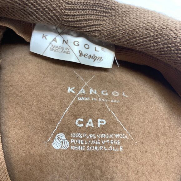 Kangol 100% Wool Cabbie Newsboy Flat Brim Hat Cap Light Brown - Picture 9 of 9